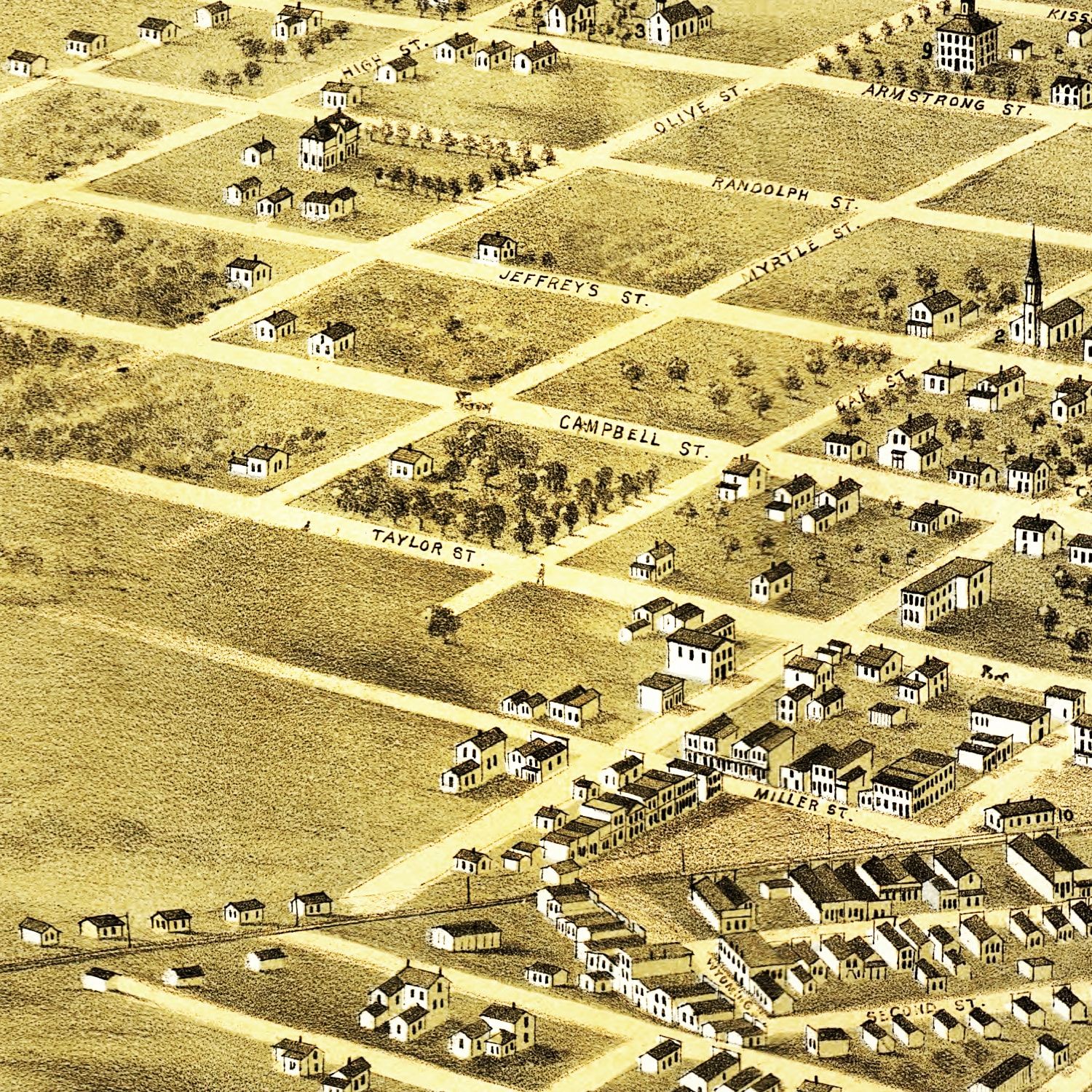 Vintage Map of Pleasant Hill, Missouri 1869 by Ted's Vintage Art