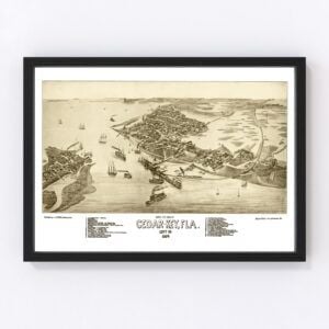 Vintage Map of Cedar Key, Florida 1884