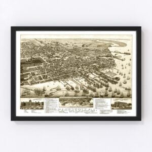 Vintage Map of Pensacola, Florida 1885