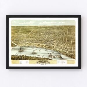 Vintage Map of Clarksville, Tennessee 1870 by Ted's Vintage Art