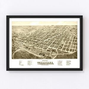 Vintage Map of Texarkana, Texas 1888