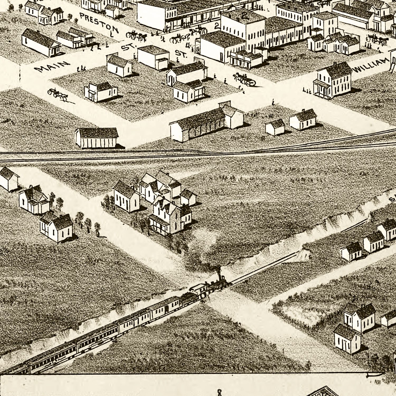 1891 El Reno Oklahoma Vintage Old Panoramic City Map 24x32 