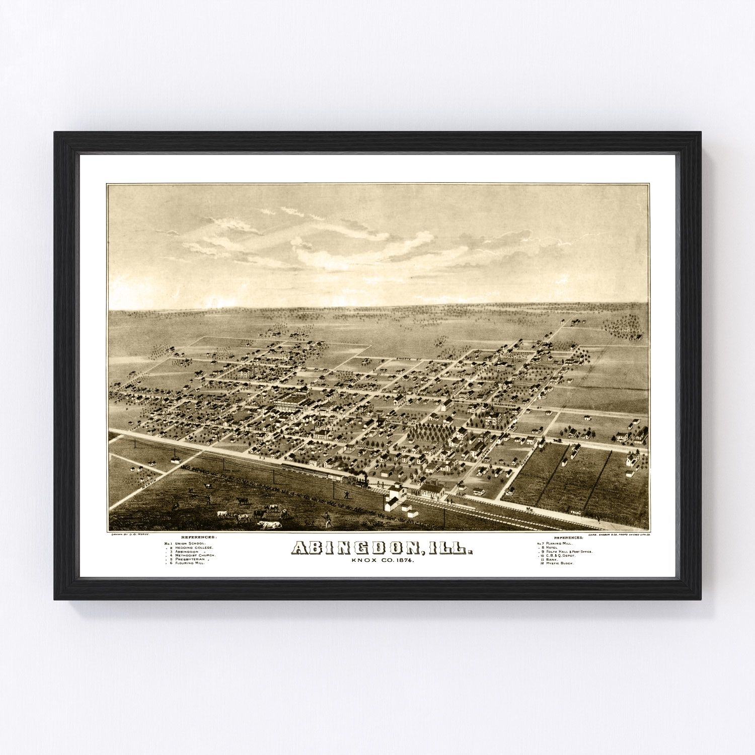 Vintage Map of Abingdon, Illinois 1874 15
