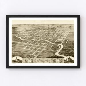 Vintage Map of Pontiac, Illinois 1869