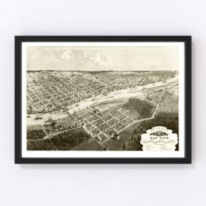 Vintage Map of Bay City, Michigan 1867