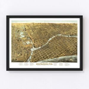 Vintage Map of Milwaukee, Wisconsin 1872