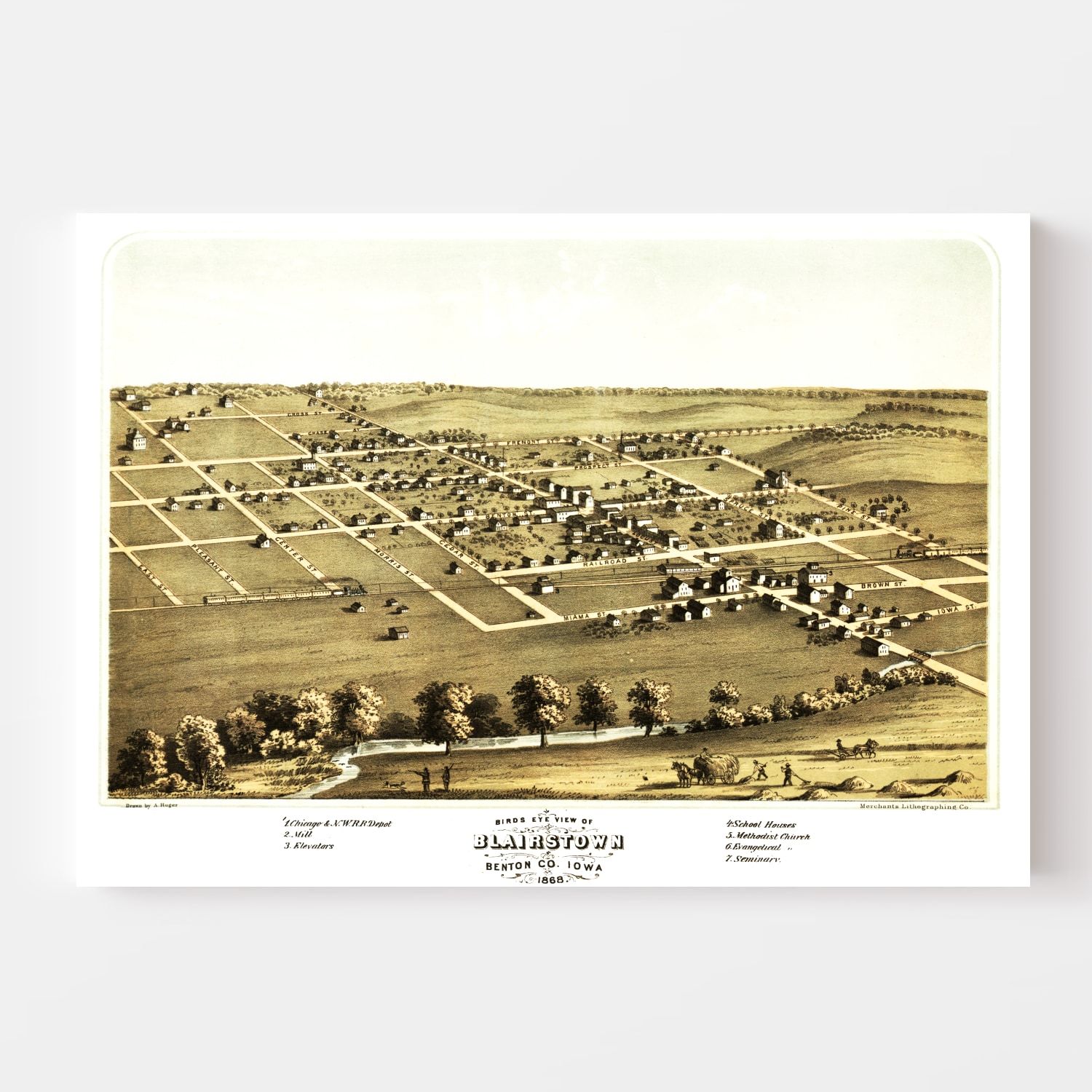 Vintage Map of Blairstown, Iowa 1868 5
