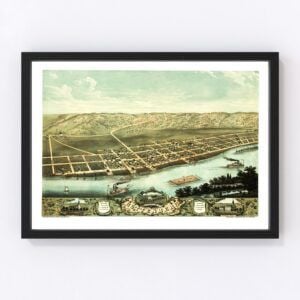 Vintage Map of Guttenberg, Iowa 1869