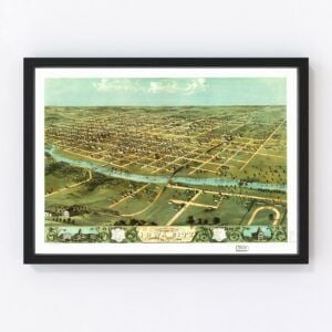 Vintage Map of Iowa City, Iowa 1868