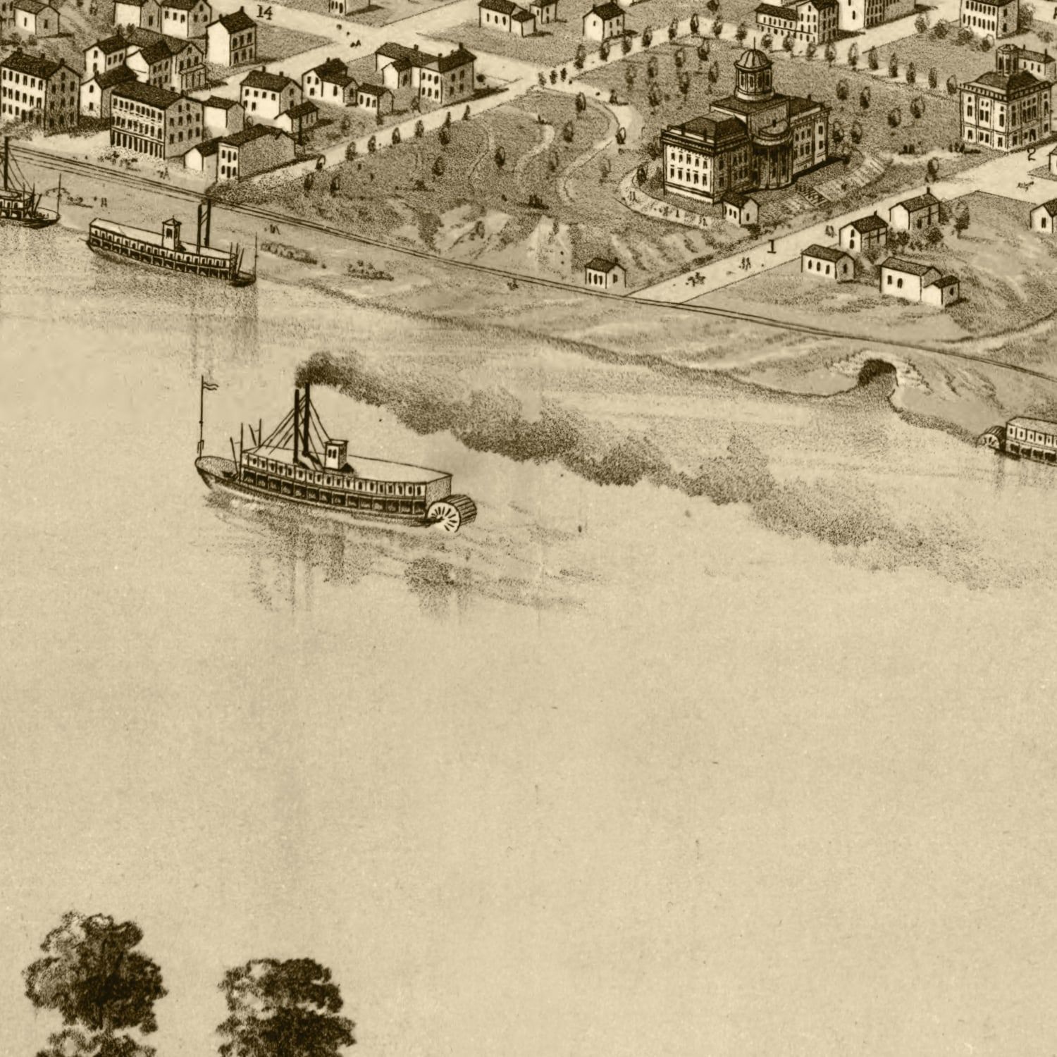 18x24 Jefferson City Missouri 1869 Historic Panoramic Town Map 