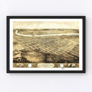 Vintage Map of Lawrence, Kansas 1869