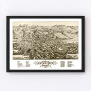 Vintage Map of Butte City, Montana 1884