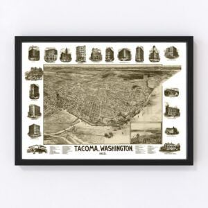 Vintage Map of Tacoma, Washington 1893