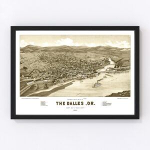 Vintage Map of Dalles, Oregon 1884