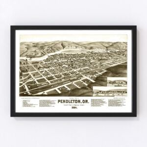 Vintage Map of Pendleton, Oregon 1884