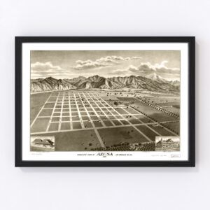Vintage Map of Azusa, California 1887