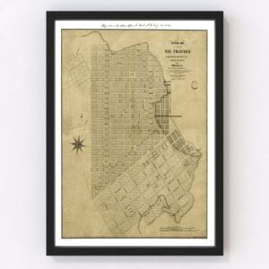Vintage Map of San Francisco, California 1849