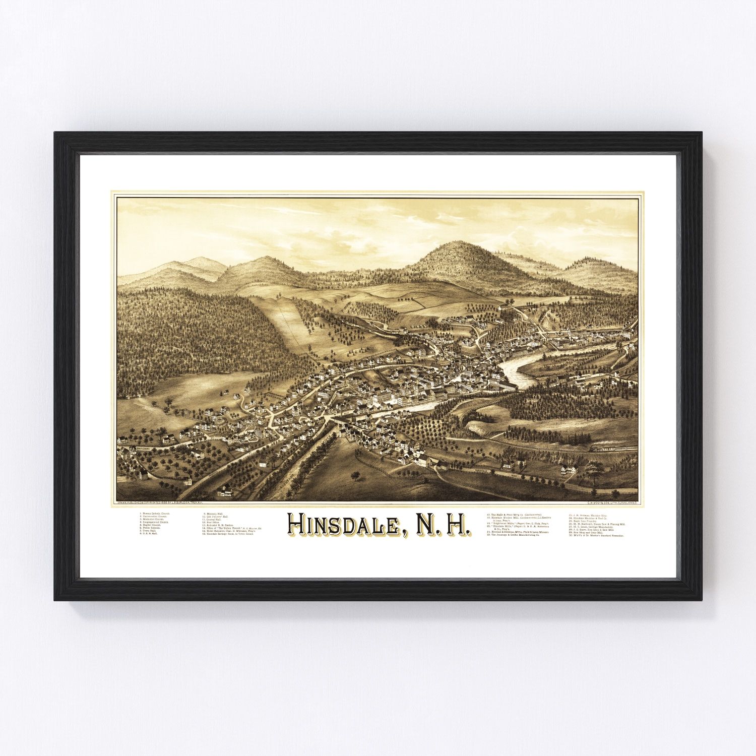 Vintage Map of Hinsdale, New Hampshire 1886