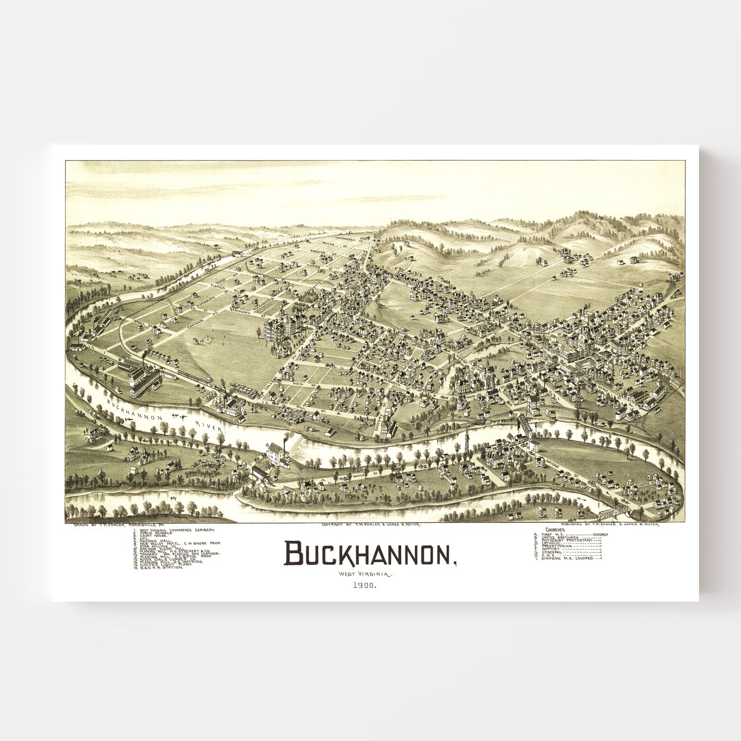 1862 WV MAP Buckhannon War Iaeger Matewan Chapmanville West Virginia History BIG 