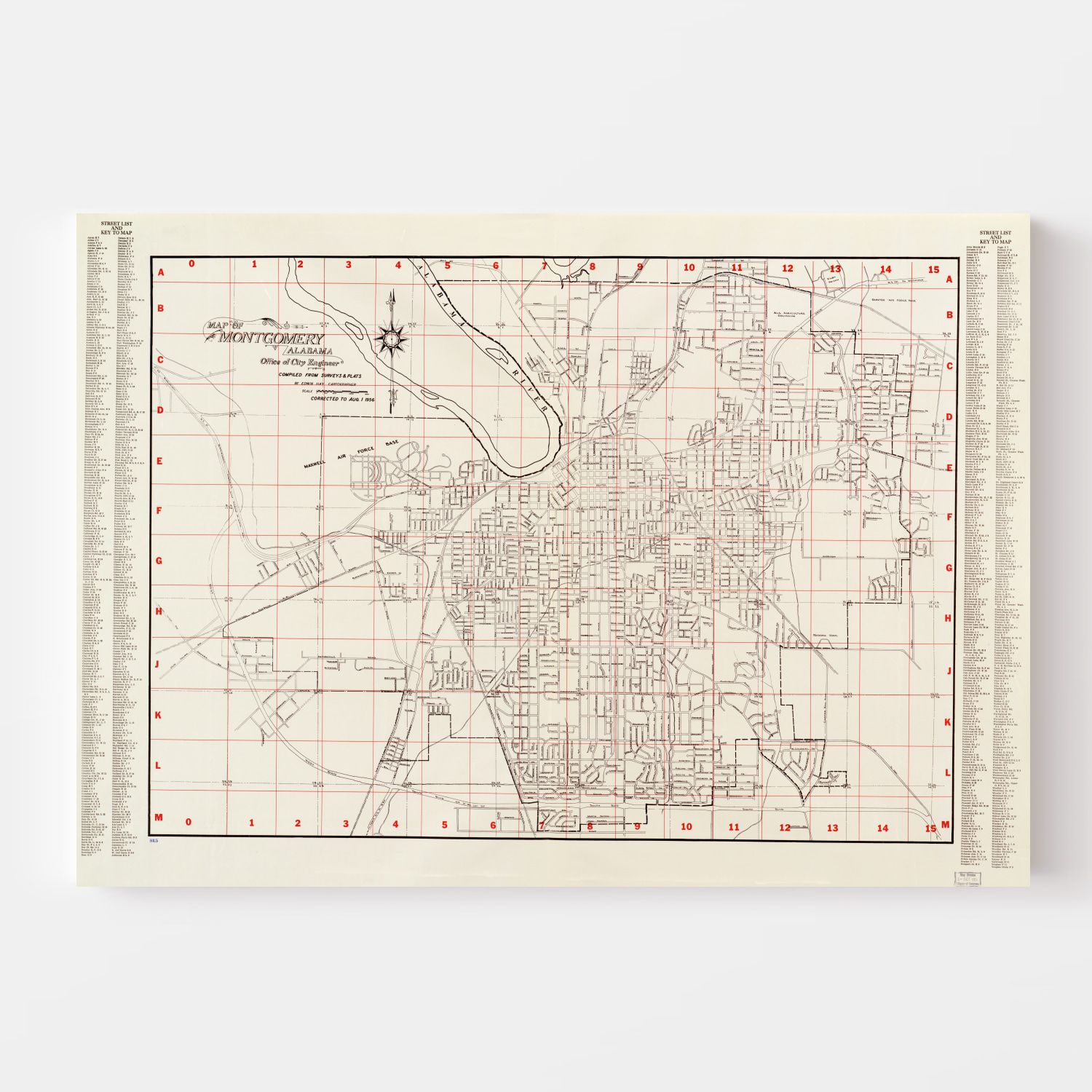 Vintage Map of Montgomery, Alabama 1956