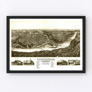 Vintage Map of Chippewa Falls, Wisconsin 1906