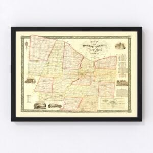 Vintage Map of Monroe County, New York 1852