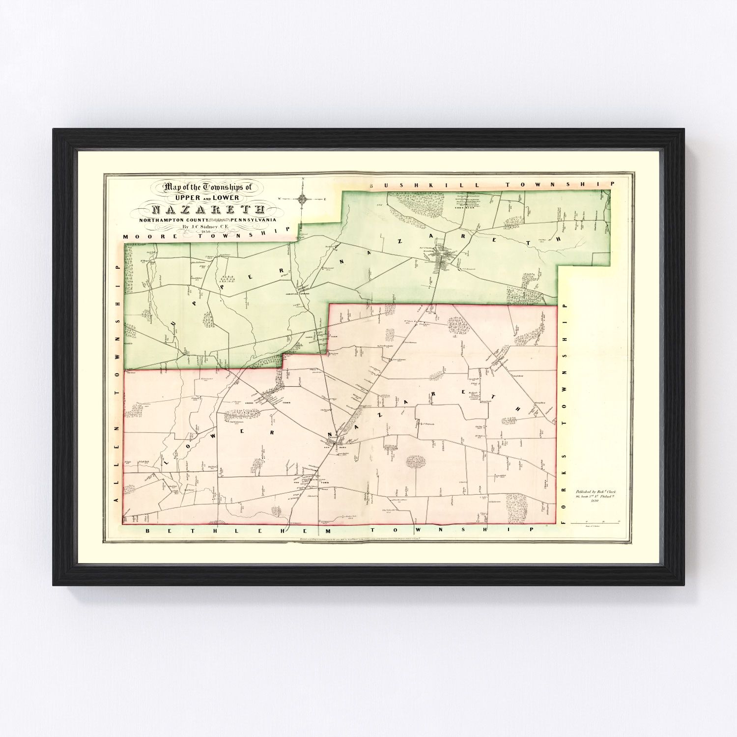 Vintage Map of Northampton County, Pennsylvania 1850
