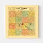 Vintage Map of Lake County, South Dakota 1899