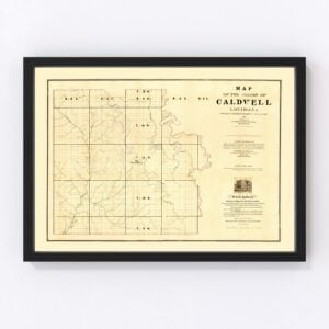 Vintage Map of Caldwell Parish, Louisiana 1860