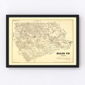 Vintage Map of Ellis County, Texas 1879