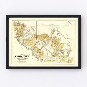 Vintage Map of Kinney County, Texas 1884