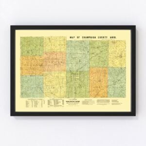 Vintage Map of Champaign County, Ohio 1894
