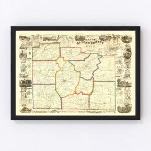 Vintage Map of Greene County, Ohio 1855
