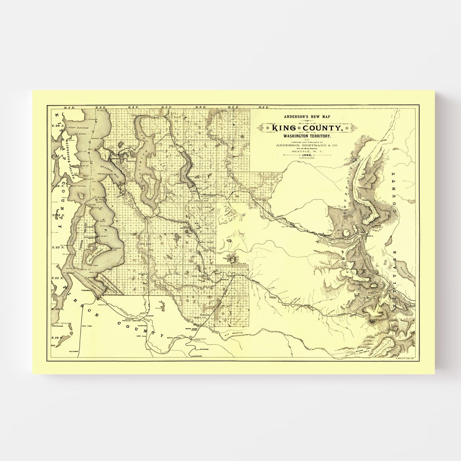 Vintage Map Of King County Washington 1888 By Teds Vintage Art 4102