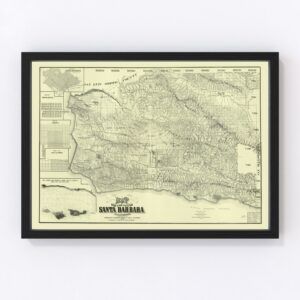 Vintage Map of Santa Barbara County, California 1889