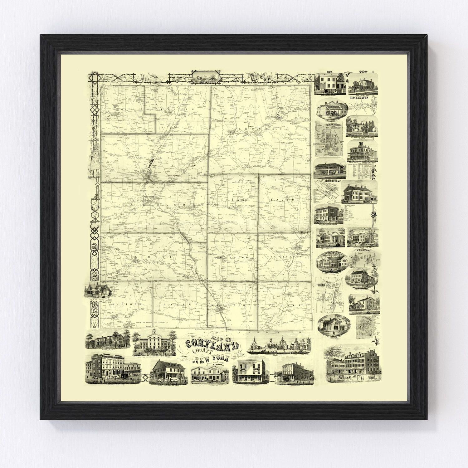 Vintage Map Of Cortland County New York 1855 By Teds Vintage Art 