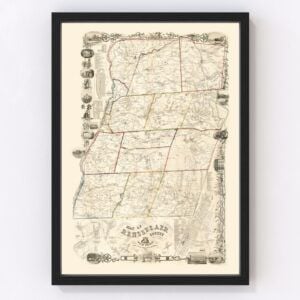 Vintage Map of Rensselaer County, New York 1854