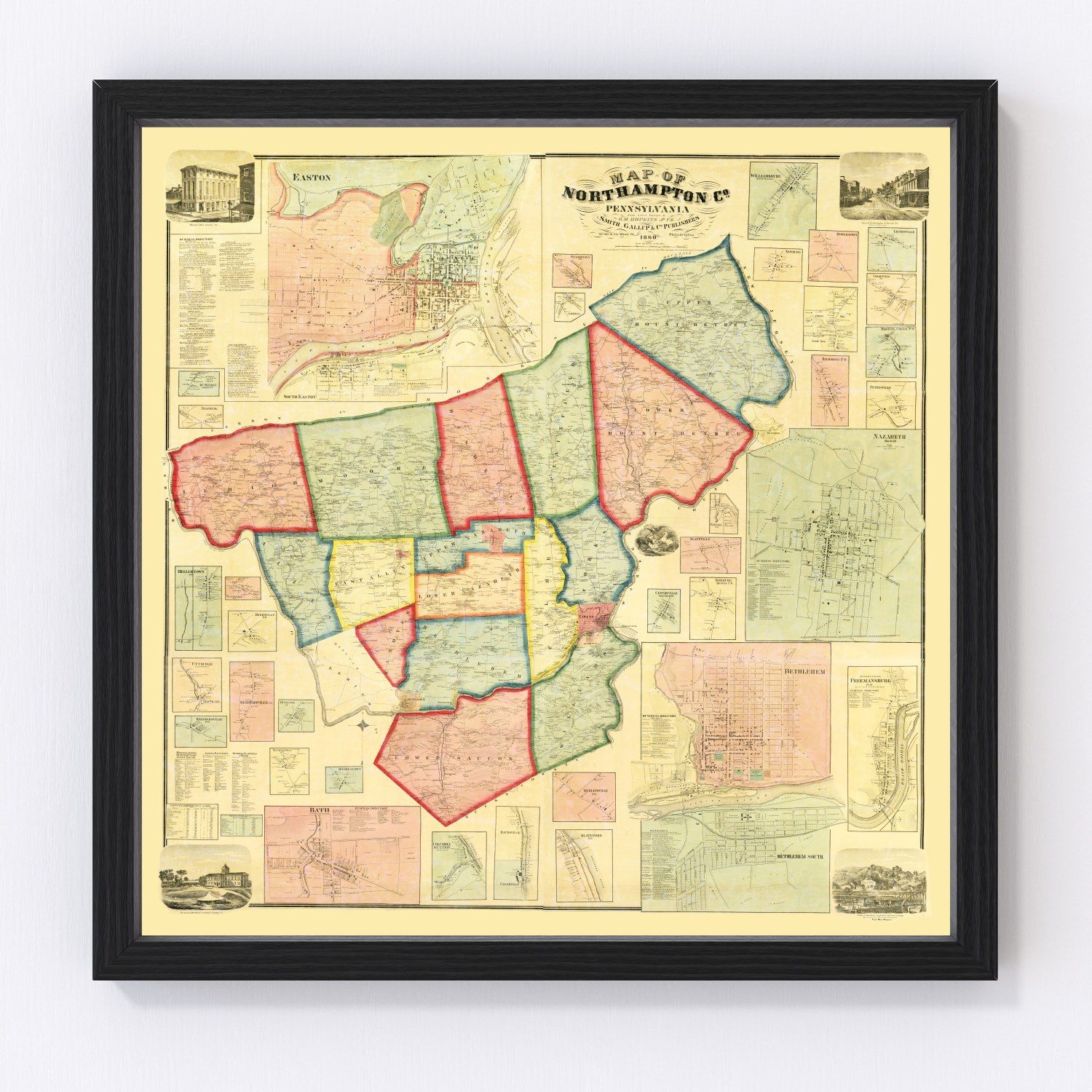Vintage Map of Northampton County, Pennsylvania 1860