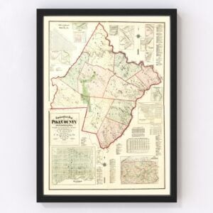 Vintage Map of Pike County, Pennsylvania 1872