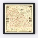 Vintage Map of York County, Pennsylvania 1860