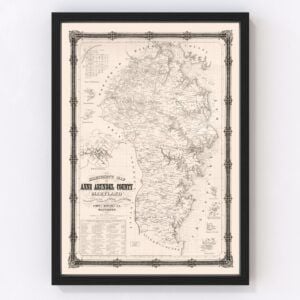 Vintage Map of Anne Arundel County, Maryland 1860