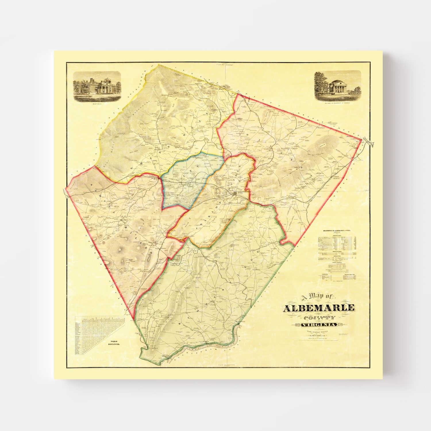 Vintage Map Of Albemarle County Virginia 1875 By Teds Vintage Art 3708