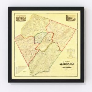 Vintage Map of Albemarle County, Virginia 1875