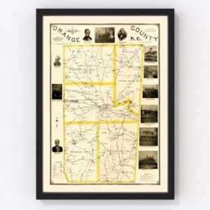 Vintage Map of Orange County, North Carolina 1891