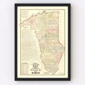 Vintage Map of Greenville County, South Carolina 1882