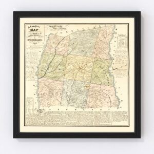 Vintage Map of Laurens County, South Carolina 1883