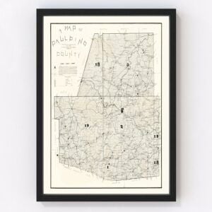Vintage Map of Paulding County, Georgia 1896