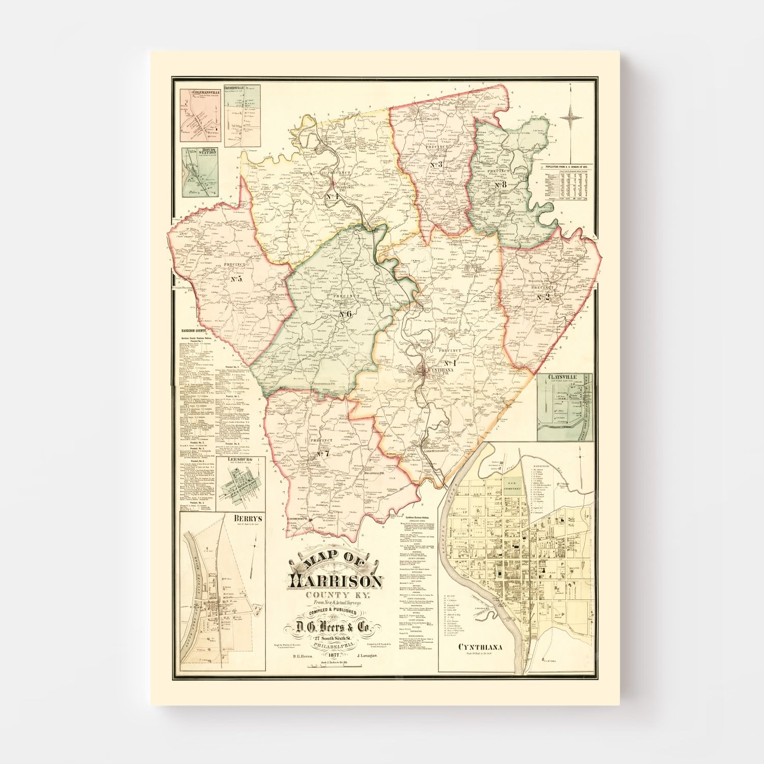 Harrison County Ky Map Vintage Map Of Harrison County, Kentucky 1877 By Ted's Vintage Art