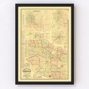 Vintage Map of Gibson County, Tennessee 1877