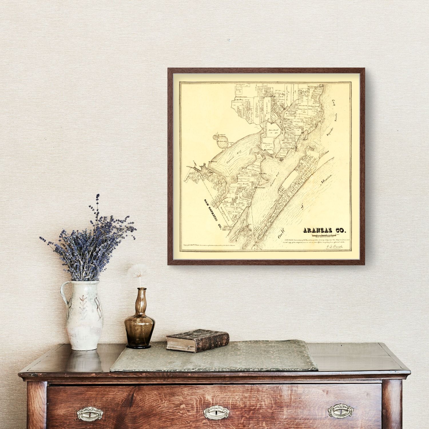 Vintage Map of Aransas County, Texas 1880 by Ted's Vintage Art